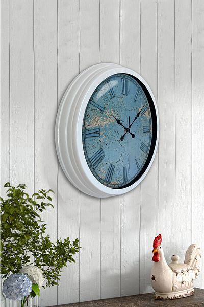 Kasva Concept Gift 40 cm White Metal Blue Wall Clock