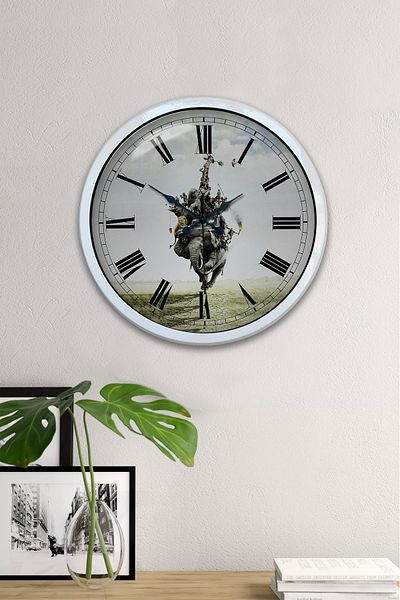 Kasva Concept 40 cm White Metal Animal Kingdom Wall Clock