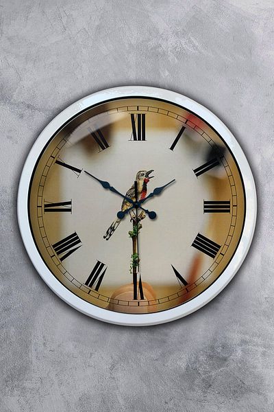 Kasva Concept Gift 40 cm White Metal Bird Wall Clock