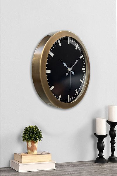 Kasva Concept 36 cm Antique Metal Black Color Wall Clock