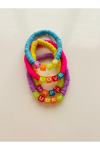 elamindunyasi Girl's Colorful Fimo Quadruple Combination Bracelet