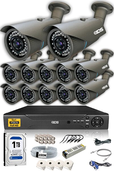 IDS 12 Kameralı Set - 5mp Sony Lensli Fullhd Gece Görüşlü Güvenlik Kamerası Sistemi - 2073-set12-1tb