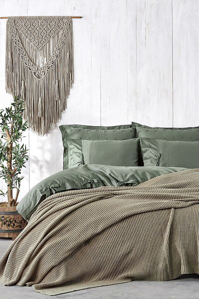 Ecocotton Beige Alina Double 100% Cotton Knitwear Blanket