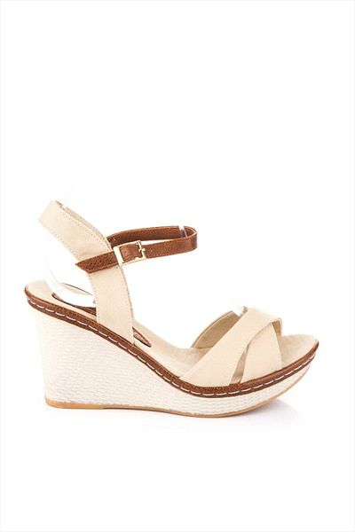 Fox Shoes Beige Women's Wedge Heeled Shoes 9674040205