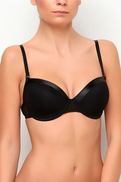 Anıl Lingerie Women's Black Underwire Transparent Back Support-Free Padding-Free Low-cut Bra 3617