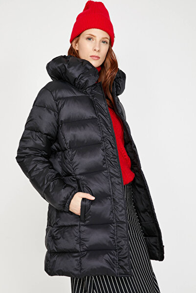 Koton Palton puf negru pentru femei 9KAK06908GW