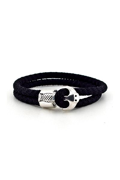 Solfera Men's Special Knitted Anchor Black Colored Bracelet Bt135