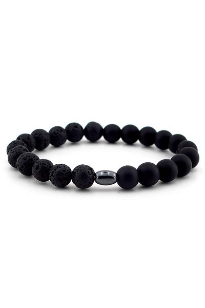 Solfera Men's Lava Stone and Black Matte Onix Bracelet B427