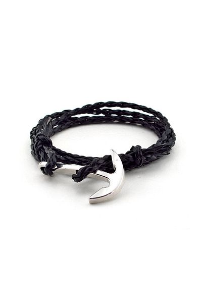 Solfera Men's 4 Sira Wrapped Leather Anchor Bracelet BT298