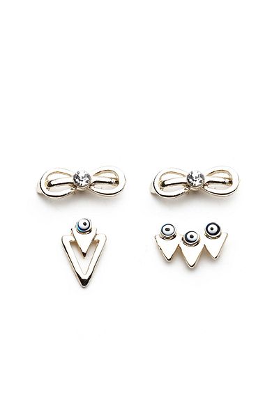 Modex Women's Gold Yellow Multiple Earrings Set KP7978