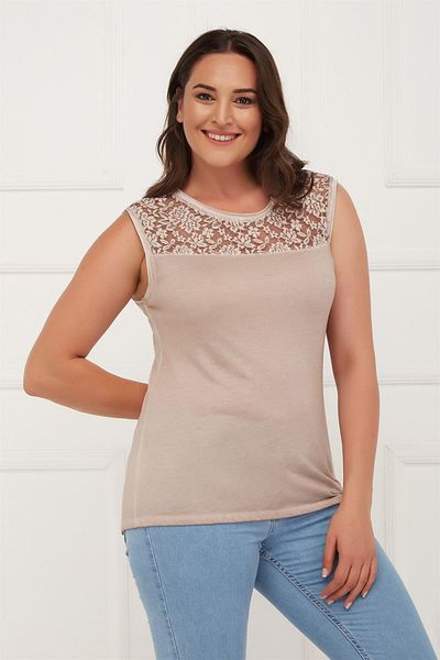 Seamoda Γυναικείο Δαντελένιο Ρόμπα Fat Washing Singlet Beige-Bb PRA-236321-400430