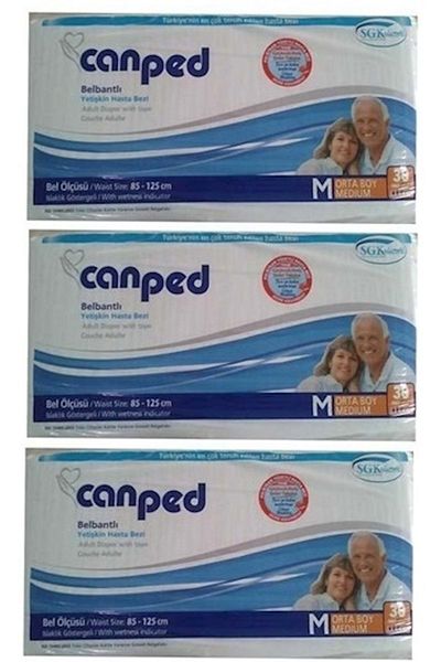 Canped Patient Diapers Polyethylene Waistband Medium Size 90 Pk (3Pk*30)