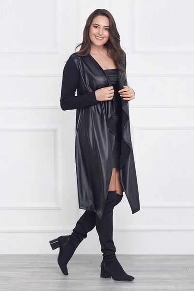 Laranor Γυναικεία Μαύρη Δερμάτινη Ζακέτα 17LB9036