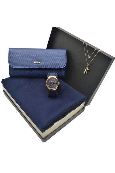 Spectrum Gift Set Navy Blue - Women's Shawl - Wallet - Clock - Necklace