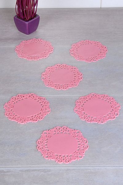 LA VİTA BUONE 6 Pieces Lace Silicone Coasters C-ZZ-Cup Holder-AP