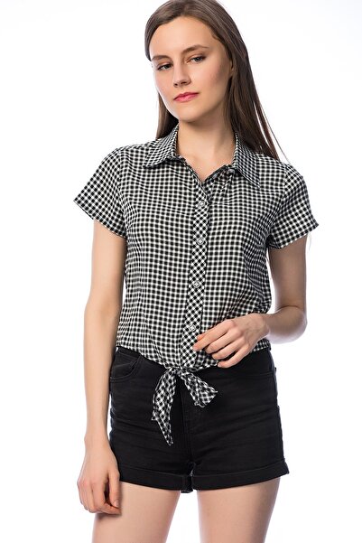 SELECT Kadın Krem Gıngham Tıe Front Gömlek S039/0102/035