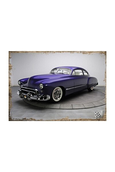 Cakatablo 35cmX50cm Ahşap Tablo Mor Renk Antika Araba