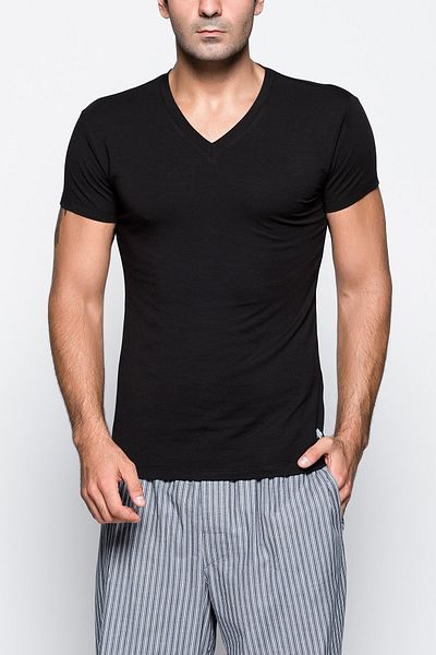 U.S. Polo Assn. Men's Black Undershirt Short Sleeve V-Neck Use80081