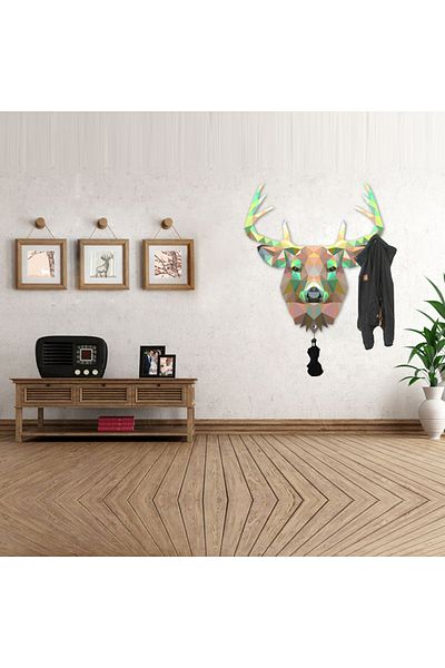 Tilki Dünyası Colorful Deer Hanger Wall Sticker