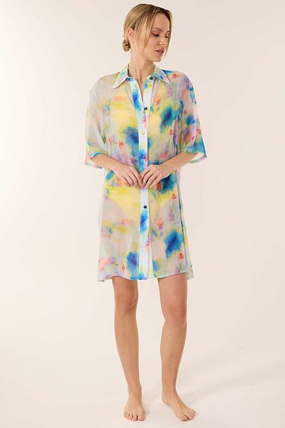 AYYILDIZ 3857 Yellow Beach Dress