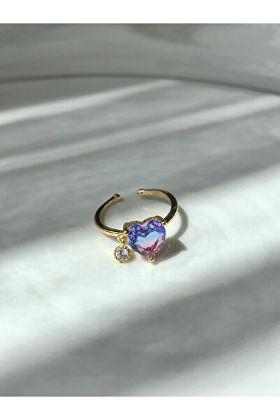 sheyajewellery Kadın Model Mor Kalpli Parıltılı Yüzük