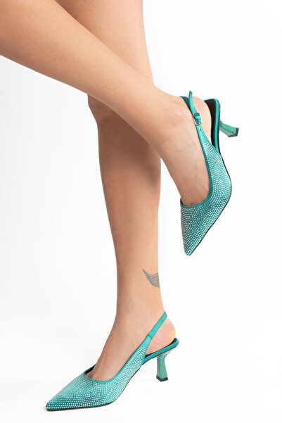 PASSAGE SHOES Жіночі атласні туфлі на підборах з камінням 3069