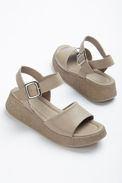 Munshoes Γυναικεία σανδάλια Mink Γνήσιο Δέρμα