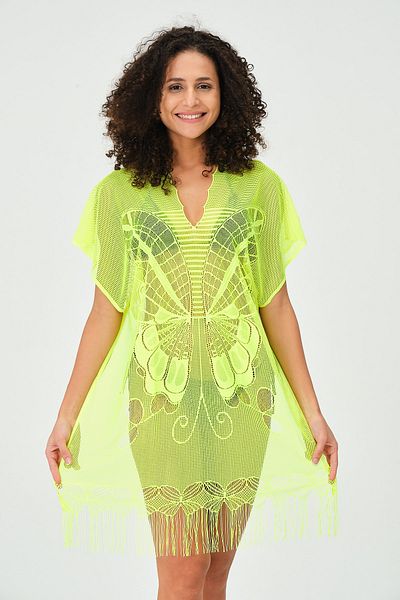 myfirstsea Pareo Lacy Butterfly Pattern And Plain Tassel Pareo Yellow Color Pareo For Beach And Pool