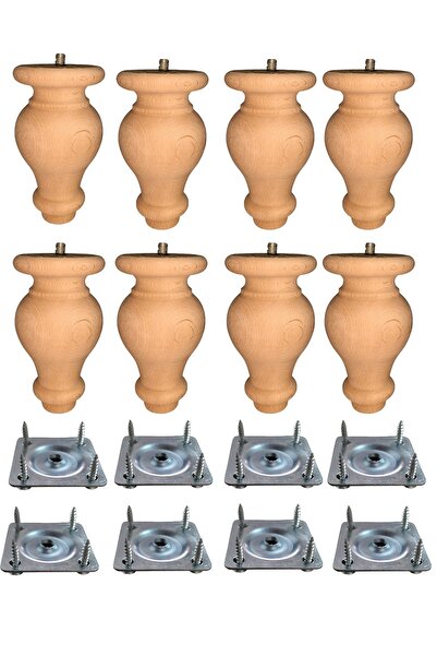 Vera Hediyelik Eşya 8'li Ahşap Ayak Koltuk Ayağı-baza-sehpa-mobilya Ayağı- Uz...