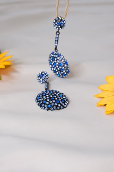 Hubjua Royal Mavi Taşlı Küpe