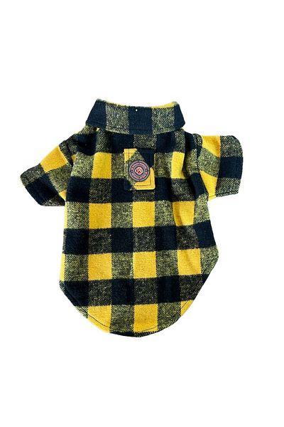 Bi Dolap Ponçik Bee Lumberjack Shirt Soft Textured Lumberjack Fabric Yellow Black Plaid Cat Dog Clothing & Shirt