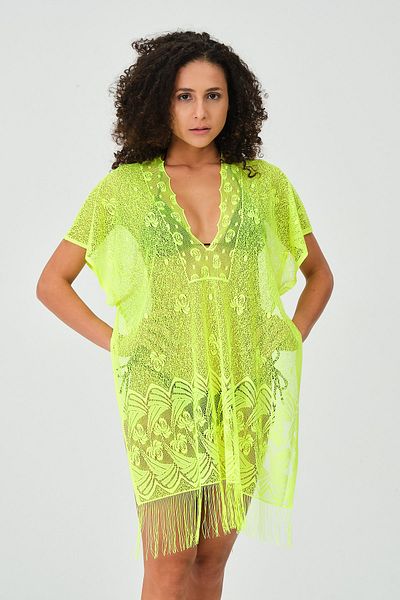 myfirstsea Pareo Lacy Flower Pattern And Plain Tassel Pareo Yellow Color Pareo For Beach And Pool