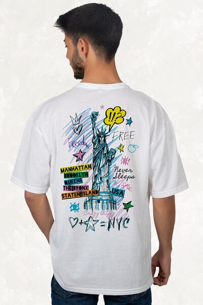 Generic Brand Figura Statue of Liberty Štampano Velika majica