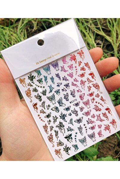 Beauty Box Çok Renkli Kelebek Tırnak Süsleme Nail Art Kendinden Yapışkanlı St...