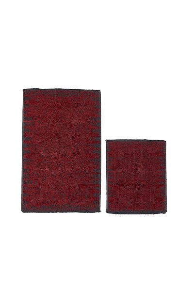 Dekoreko Paris Chenille Woven 2-Piece Toilet Set Bath Mat Antique Red