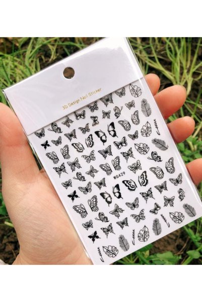 Beauty Box Siyah Kelebek Tırnak Süsleme Nail Art Kendinden Yapışkanlı Sticker...