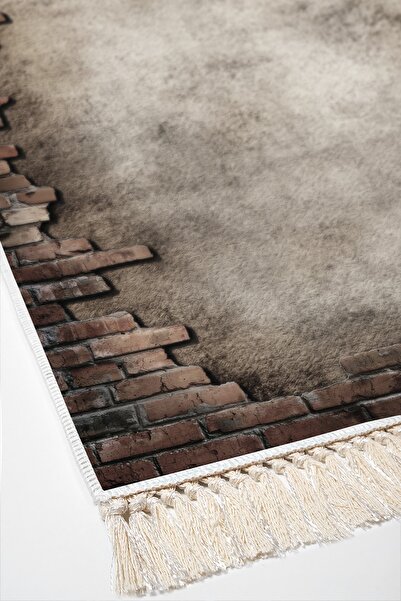 Dekoreko Non-Slip Base Djt 2 Piece Bathroom Mat Set Star Leather Fringed Modern F5049 Gray