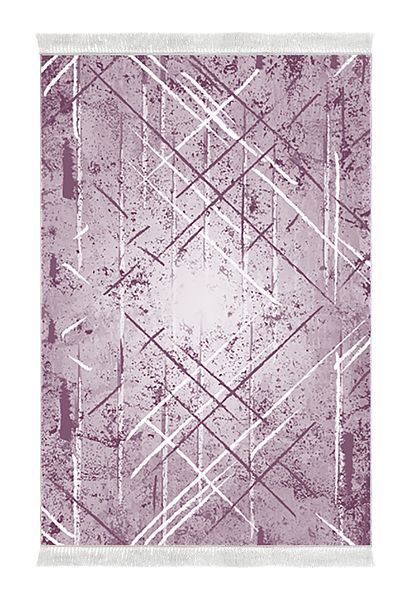 Dekoreko Non-Slip Base Djt 2-Piece Bathroom Mat Set Trend Fringed Modern M5003 Purple