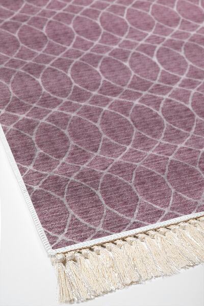 Dekoreko Kaymaz Taban Djt Banyo Halısı Trend Saçaklı Iskandinav F5084 Gül Kurusu