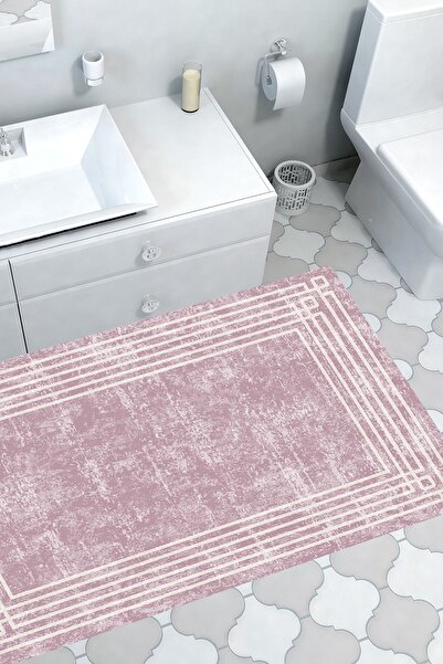 Dekoreko Kaymaz Taban Djt Banyo Halısı Trend Modern M5142 Pudra