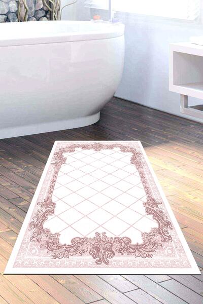 Dekoreko Kaymaz Taban Djt Banyo Halısı Trend Modern 748 Pudra