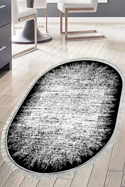 Genel Markalar Kaymaz Taban Djt Mutfak Halısı Yıldız Deri Saçaklı Oval Modern...