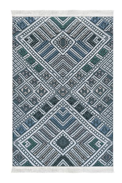 Dekoreko Set covoraș de baie cu bază anti-alunecare Djt 2 piese Trend Fringe Modern 2029 Albastru