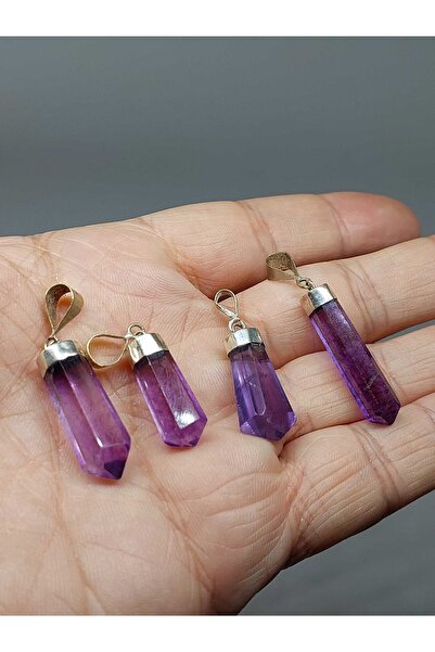 Yasamtohumu Fluorit kamen ljubičasti 925 srebrni privezak sa aparatom