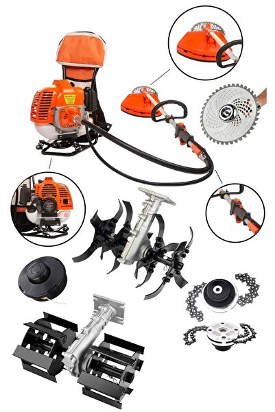 Germany Steel 9 Hp Sırt Tipi Benzinli Çim Biçme Ot Biçme Makinası 5 Başlıklı ...