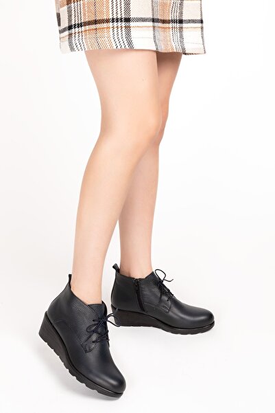 Elile Shoes Siyah Hakiki Deri Büyük Numara Kışlık Kadın Bot