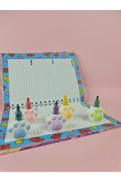 Adil Baba Cute Cat Paw Design Pastel Pencil Set 5 Colors