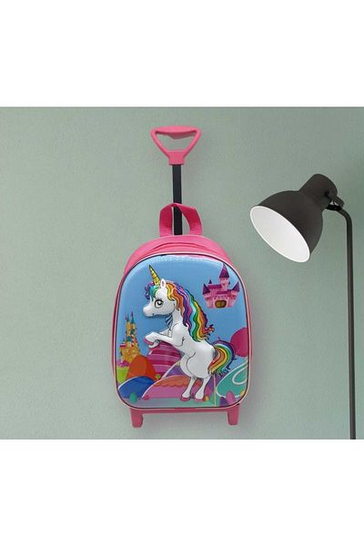 Tezzgelsin Geantă de grădiniță pentru fete Unicorn Pony Horse 5d Printed Squeegee Wheel 3-6 ani Rucsac de școală