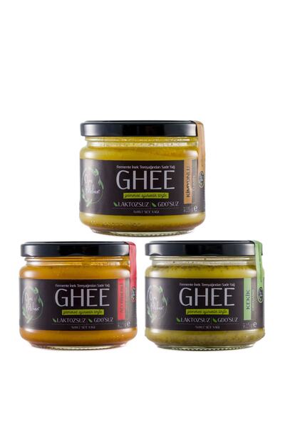 ojas kitchen 3 lü Kekikli Kimyonlu Acılı Çeşnili Ghee Sade Yağ 3x 225 gr