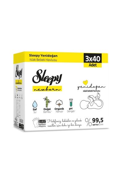 Sleepy Newborn Islak Havlu 3 X 40'lı